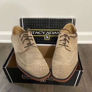Stacy Adams Men’s Suede Wing Tip Oxford Dress Shoes Leather Tan/Beige Size 12
